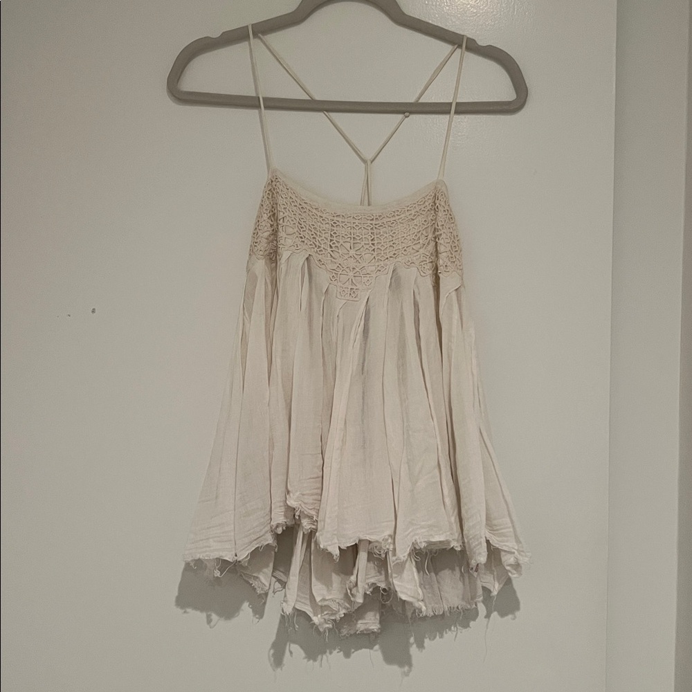 Free People White Crochet Top